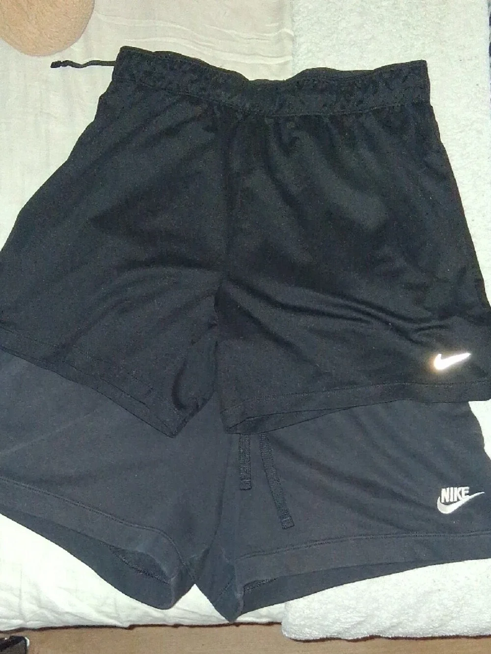 Lot Of 2 NIKE Medium BLACK shorts Nike Black Shorts with White Reflective Swoosh